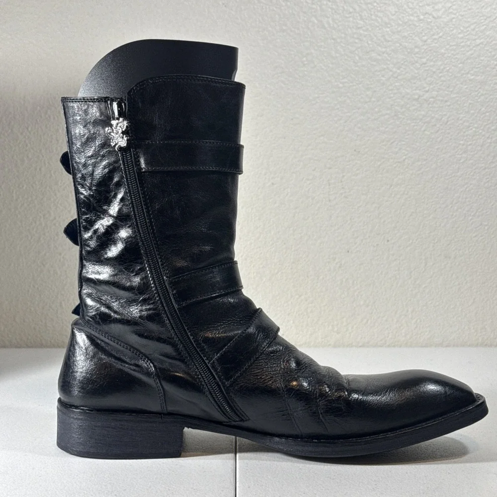 Vintage Mark Nason Dragon 🐉 Boots Mens Size 12 Black Leather Y2K Made In Italy